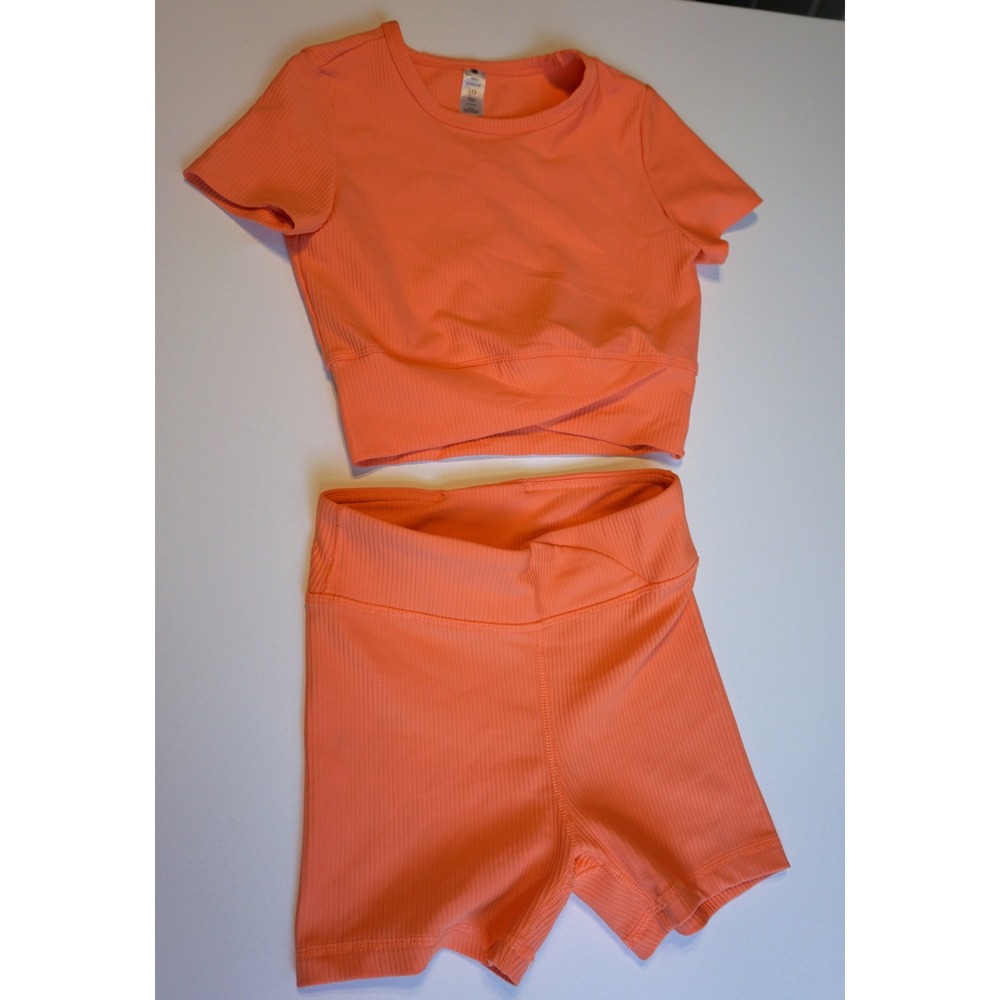 Yogalicious Girls Rib Maisie Top and Piper Short Set Orange Size 12 KC.1033